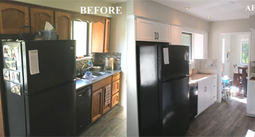 kitchen cabinet before and after refacing with new doors